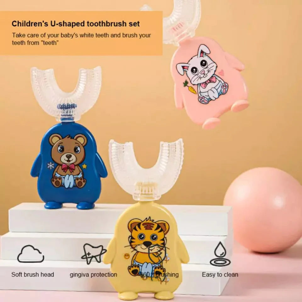 (Pack of 2) Silicone Baby U shaped Tooth Brush, Gum Protector Soft Toothbrush